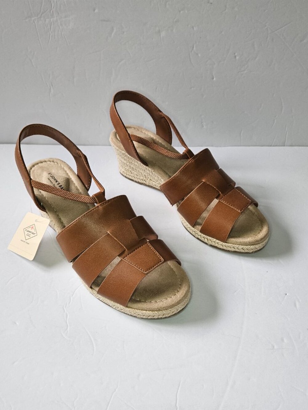 St. John's Bay Brown Wedge Sandal Espadrille Womens Size 9.5